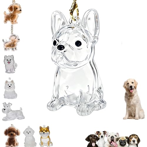 Dog Hair Collector Keychain Charm Memorial Storage Box,Pet Hairs Keychain,Pet Fur Keepsake Capsule Pendant - color: Frenchie