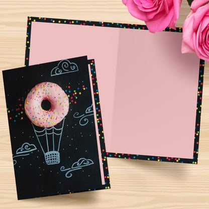Designer Greetings For Your Words, Blank Cards 6 Pack - color: Donut Hot Air Balloon