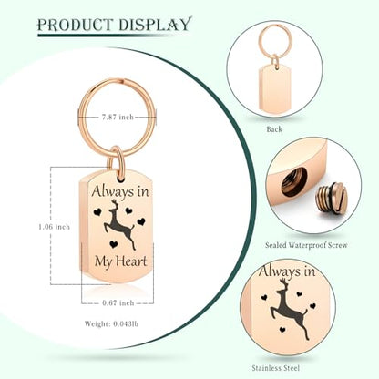 Cremation Jewelry Urn Keychain for Ashes for Women Men Memorial Keepsake Pendant - color: Rosegold