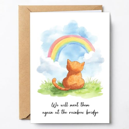 PTRUKD, Sentimental Rainbow Bridge Sympathy Cards, Lost Cat Cards, Rainbow Cat Cards, Bereavement Card for Cat Owners, Sympathy Card for Losing A Cat, for Anyone Grieving A Beloved Animal Companion - color: PLOS-KM-144