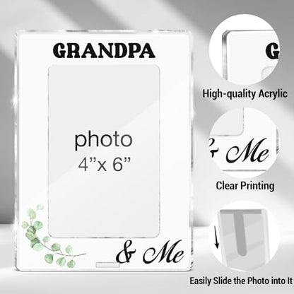 Grandpa Picture Frame Gifts for Grandpapa Pops Birthday Christmas, Grandpa & Me Acrylic Picture Frames 4 x 6 Inch Photo - color: G-Grandpa