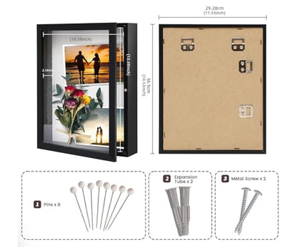 Muzilife 11x14 Shadow Box Wood Picture Frame, 2.16 Deep, Real Glass, Black - color: Black, size: 11x14