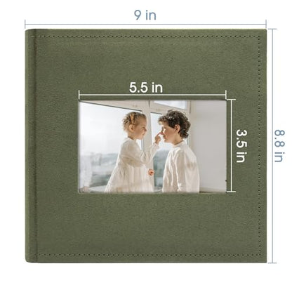 Photo Album Hold 200 4x6 Photos with Front Window for DIY (Grass Green) - color: Grass Green