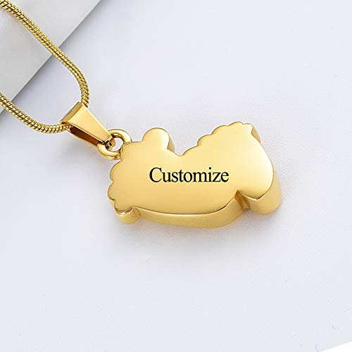 Imrsanl Footprint Cremation Urn Pendant Necklace for Ashes Stainless Steel Mini Urns Jewelry to Holder Ashes Baby Foot Memorial Keepsake - color: Customize
