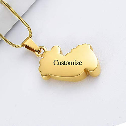 Imrsanl Footprint Cremation Urn Pendant Necklace for Ashes Stainless Steel Mini Urns Jewelry to Holder Ashes Baby Foot Memorial Keepsake - color: Customize