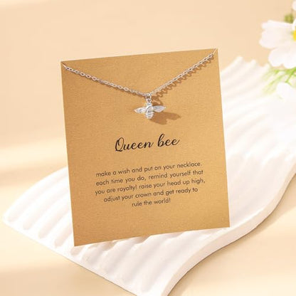 RZKING Silvery Necklace for Women, Gifts for Friend Mom Daughter Teacher - style: Bee