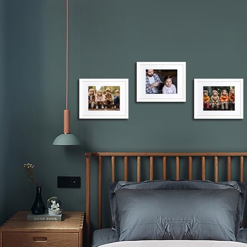 8x10 Picture Frame White 3 Pcs set can Display 5x7 Picture with Mat or 8x10 Without Mat on the Wall - color: White, size: 8x10 in-3Pack
