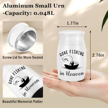 SOITIS 2.7" Aluminum Mini Urn for Ashes Small Urns for Human Ashes Keepsake - color: White Fishing