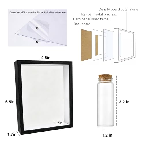 Personalization Memorial Photo Frame with Glass Keepsake Jar，Perfect for Preserving Loved One’s Hair & Memories，Sympathy Bereavement Gift - Holds 4x6 inch pictures (Black 4) - color: Black 4