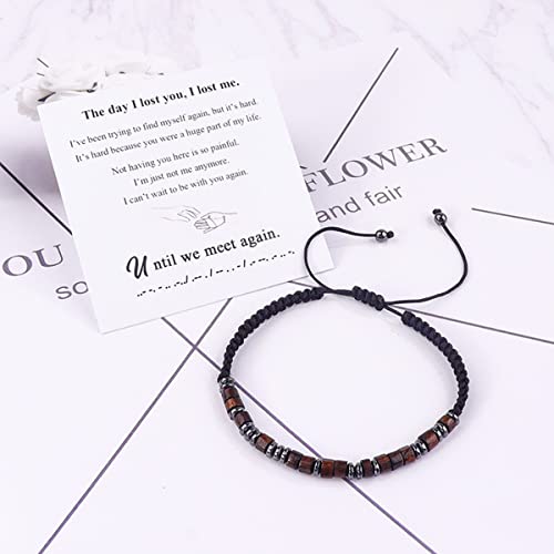 Hug from Heaven Morse Code Bracelet - Until We Meet Again, Black Hematite Beads for Men and Women - color: Until we meet again(Black)
