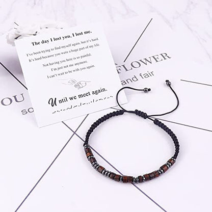 Hug from Heaven Morse Code Bracelet - Until We Meet Again, Black Hematite Beads for Men and Women - color: Until we meet again(Black)