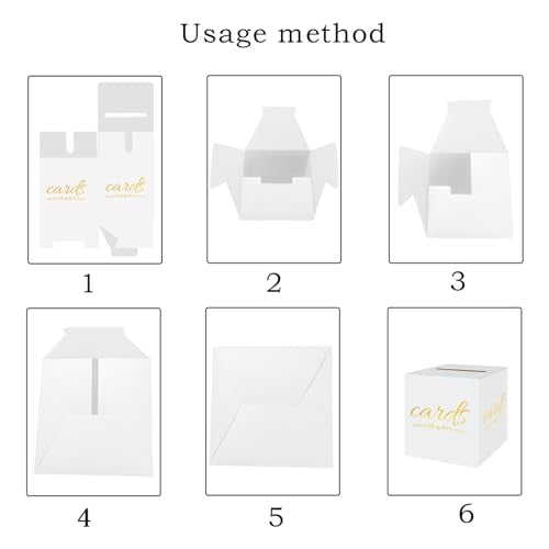 White and Gold Card Box for Party Graduation, Baby Bridal Shower, Birthday, Funeral, Wedding 7.8 x 7.8 x 7.8 In Gift Card Holder Box for Reception Raffle Voting Box with Slot - color: WhiteGoldTks