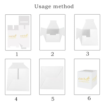 White and Gold Card Box for Party Graduation, Baby Bridal Shower, Birthday, Funeral, Wedding 7.8 x 7.8 x 7.8 In Gift Card Holder Box for Reception Raffle Voting Box with Slot - color: WhiteGoldTks