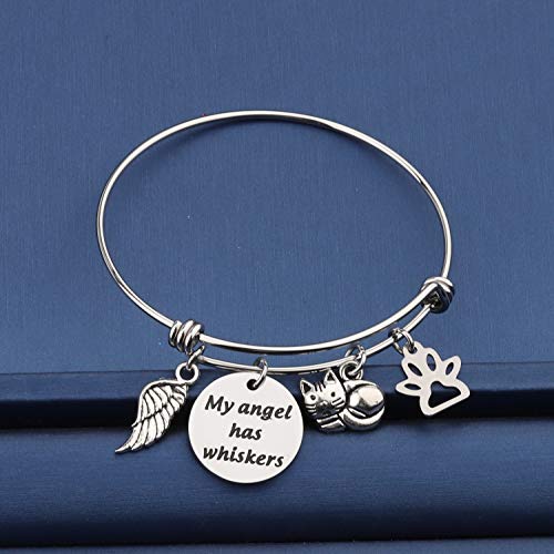 bobauna Pet Memorial Keychain My Angel Has Whiskers Pet Loss Jewelry Sympathy Loss Of Cat Gift For Cat Lover Family Friend - color: Cat Whiskers Bracelet