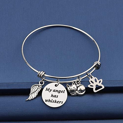bobauna Pet Memorial Keychain My Angel Has Whiskers Pet Loss Jewelry Sympathy Loss Of Cat Gift For Cat Lover Family Friend - color: Cat Whiskers Bracelet