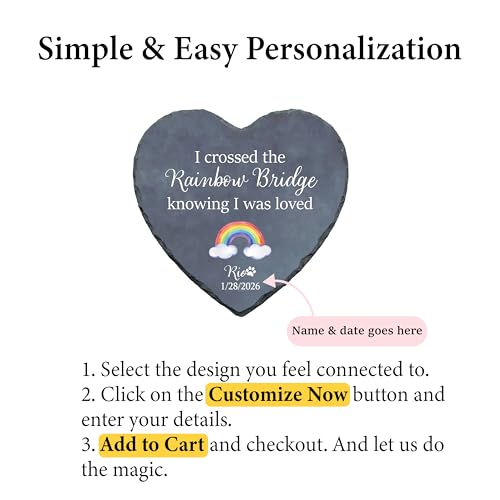 Personalized Pet Memorial Stone, I Crossed the Rainbow Bridge Heart Plaque, Pet Loss Gift for Dogs or Cats Gift (S-18) - color: S-18