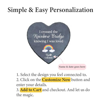 Personalized Pet Memorial Stone, I Crossed the Rainbow Bridge Heart Plaque, Pet Loss Gift for Dogs or Cats Gift (S-18) - color: S-18