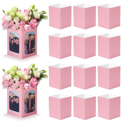 15 Pack Graduation Box Centerpieces for Table 6/7 In Photo Display - color: Pink
