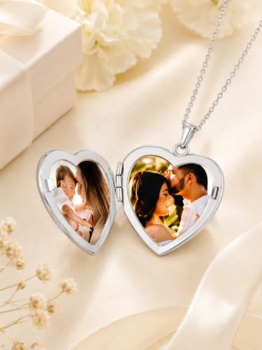JKR Heart Picture Locket Necklace for Women That Holds Pictures Jewelry | Memorial Necklace with Picture Anniversary Birthday Gift for Women Wife Mom Girlfriend - color: Hummingbird