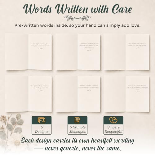 24 Box of Sympathy Cards with Envelopes - 4×6", 300 GSM - color: Floral
