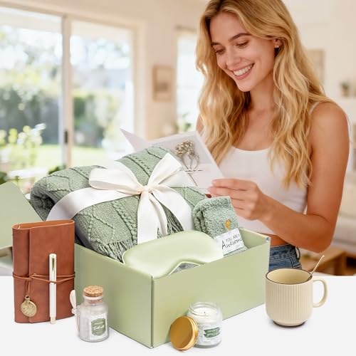 Mothers Day Get Well Gifts for Women Self Care Gift Basket - Birthday Gifts for Women Spa Care Package - Sympathy Inspirational Easter Day Gift Baskets for Her Mom Friend Wife (Sage Green) - color: Sage Green