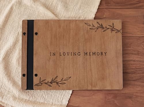 Aspen Studio Funeral Guest Book with Signing Pen in Loving Memory Wooden Funeral Guest Book for Memorial Funeral Service with Signing Pen for Funeral Reception