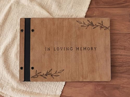 Aspen Studio Funeral Guest Book with Signing Pen in Loving Memory Wooden Funeral Guest Book for Memorial Funeral Service with Signing Pen for Funeral Reception