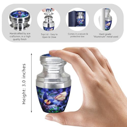 M MEILINXU Blue Butterfly Small Urns, Mini Urns for Human Ashes, Keepsake - color: Blue, size: Small / Keepsake