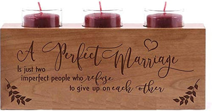Personalized Memorial Sympathy Votive Funeral Candle Holder Cherry Wood Keepsake Gift Ideas for Loved One (10" Long Three Candle Holder) - size: 10" Long Three Candle Holder
