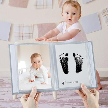 Baby Inkless Milestone Cards Hand Casting Kit Ink Print Hand and Footprint Kit Dog or Cat Pet Paw Print Kit Baby Newborn Footprint Kit Photo Album Keepsake Book Feet Stamp (White Gift Box + Album) - style: White Gift Box + Album
