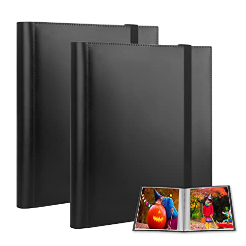 Aevdor 8x10 Photo Album 2 Pack, 68 Photos Each, Plastic Cover, Black - color: 2Pcs Black