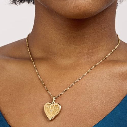 PicturesOnGold.com 14K Gold Filled Floral Heart Photo Locket with Diamond - 3/4 inch x 3/4 inch - Includes 18 inch Chain - style: Locket + 2 Photos