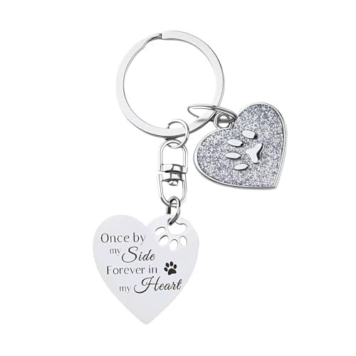 Pet Memorial Gifts for Dogs Cats Loss Sympathy Gift Keychain for Pet Owner Lover Rainbow Cat Paw Print Keychain - color: Style 2