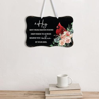 LifeSong Milestones Memorial Wall Hanging Signs Bereavement Keepsake Condolence Funeral Gift For Loss of Loved One 8x12 (A Hug Sent From Heaven (Black)) - color: A Hug Sent From Heaven (Black)