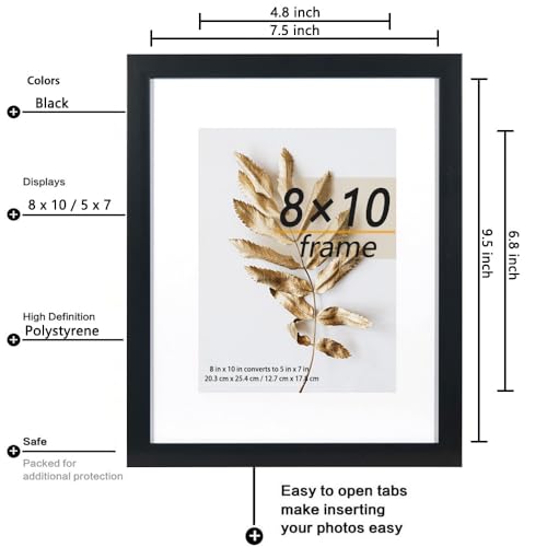 8x10 Picture Frame Black 3 Pcs set can Display 5x7 Picture with Mat or 8x10 Without Mat on the Wall - color: Black, size: 8x10 in-3Pack