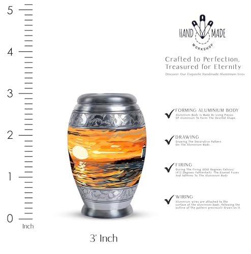 Ocean Urns for Human Ashes Male & Female - Small Urn for Human Ashes Keepsake - Mini Cremation Memorial - 3 Inch 1 Pcs - color: Ocean