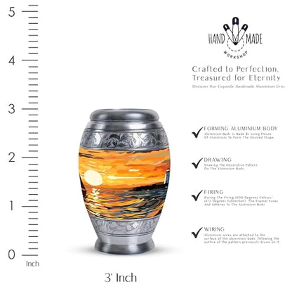 Ocean Urns for Human Ashes Male & Female - Small Urn for Human Ashes Keepsake - Mini Cremation Memorial - 3 Inch 1 Pcs - color: Ocean