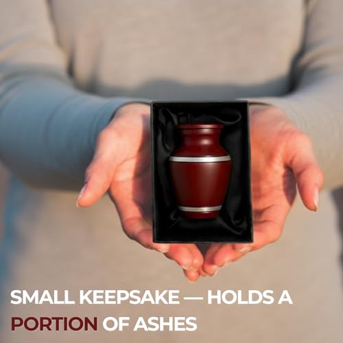 Crimson red Small Urns for Human Ashes Keepsake - Mini Cremation Urns for Adults, Women, Mom - Decorative Memorial Keepsake Urn - Tiny Ash Container for Loved Ones Remains