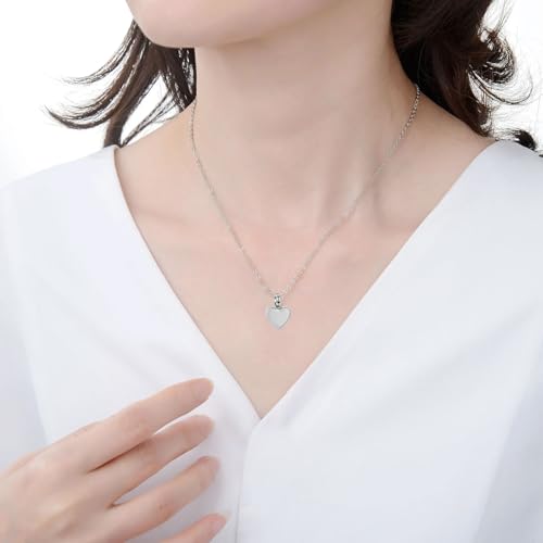 Cremation Jewelry Small Heart Urn Necklace Ashes for Women Men Keepsake Pendant Memorial Human Ash Holder - color: Silver Brother