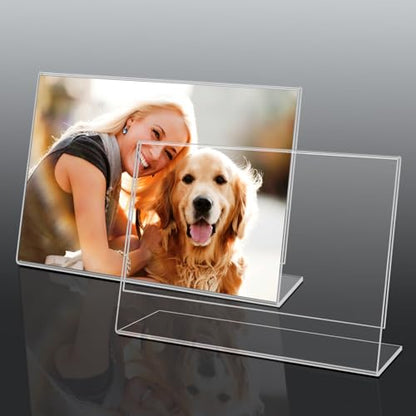 6 Pack 7"x 5" Clear Acrylic Self Standing Picture Frames，Photo Frame Stand Perfect for Showcasing Memories Tabletop Display for Home or Office Décor，Horizontal