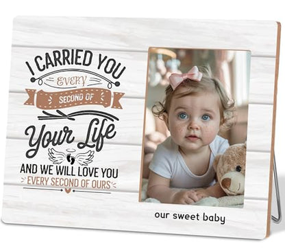 Memorial Picture Frame,In Memory Of Infant Pregnancy Loss Gifts,I Carried You Every Second Of Your Life,Fits 4x6 Wooden Photo Frames - color: Purple