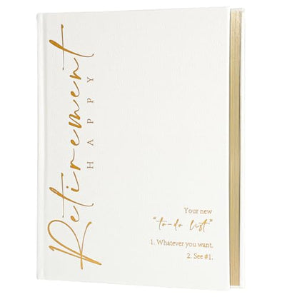 Lankaiva Happy Retirement Guest Book – Keepsake Photo Album & Memory Book for Retirement Party, Farewell Signing Gift for Colleagues, Friends, Women and Men, White - color: White