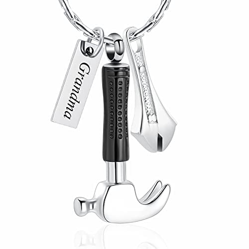 constantlife Hammer Wrench Urn Necklace for Ashes Cremation Memorial Pendant Stainless Steel Custom Keepsake Jewelry Gift for Women Men - color: Grandma