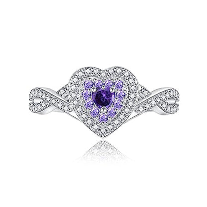 Sariel Teardrop Cremation Ring for Ashes - 925 Sterling Silver Urn Keepake Rings Memorial Jewelry for Women - color: Heart（Purple）