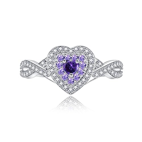 Sariel Teardrop Cremation Ring for Ashes - 925 Sterling Silver Urn Keepake Rings Memorial Jewelry for Women - color: Heart（Purple）