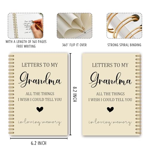 Grandma Memorial Gifts Spiral Notebook Journal, Sympathy Bereavement Gifts for Loss of Grandmother Notebook, Letters to My Grandma in Loving Memory Journal, 5.5x8.3 Inches - style: grandma