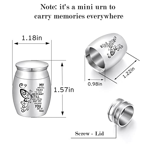 SOITIS Small Urn for Ashes 1.57 Inches Small Keepsake Urn for Human Ashes Butterfly Mini Urn Stainless Steel Ash Holder Small Ash Urn for Women, Silver Keepsake - size: 1.57Inch No-Custom