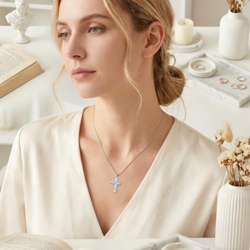 DAOCHONG Butterfly Cross Urn Necklace Memorial Cremation Jewelry - style: White Butterfly Urn Necklaces