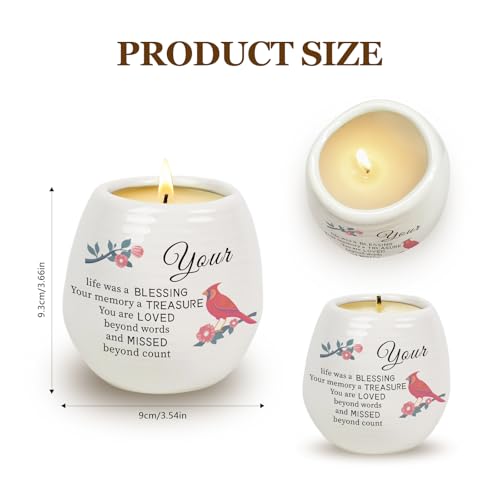 Sympathy Gifts for Loss of Loved One - Cardinal Memorial Candle, 18OZ Lavender Candles in Ceramic Jar, Sympathy/Bereavement/Condolence/Memorial Gifts for Loss of Mother Father Friend