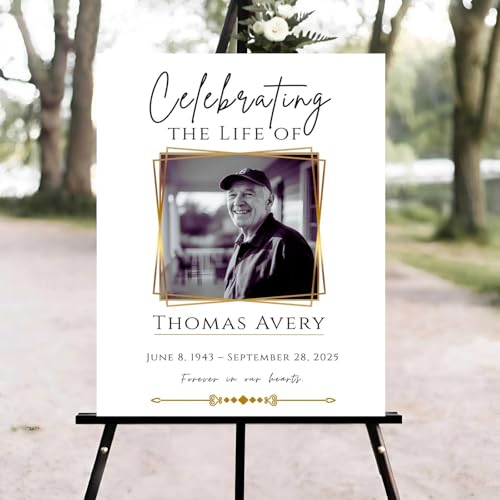 Funeral Welcome Sign, Celebration of Life Welcome Sign, Memorial Sign, in Loving Memory Sign, Celebration of Life Funeral Sign, Celebration of Life Sign, Memorial Sign with Photo #W332 - color: Version #21